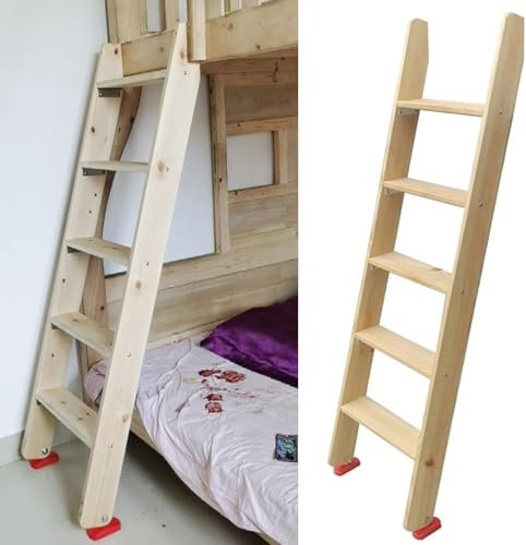 Extra hohes Etagenbett mit Holzleiter für Erwachsene/Kinder, 175 cm hoch, Hochbett mit breiten Pedalstufen