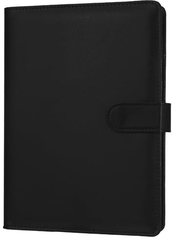 JIANTA A5 Binder 6 hål A5-ringbok av konstläder budget, påfyllningsbar med innerfickor, budget, anteckningsbokbindning, svart (utan innerpapper)