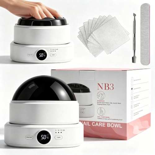 Dissolvant électrique pour vernis à ongles - Température réglable - Bol de trempage électrique pour ongles - Nettoyant pour ongles - Élimine le vernis à ongles en gel et acrylique