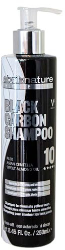 abril et nature - Champú profesional matizador de amarillos Black Carbon - Cabellos decolorados o con canas - Protege y Repara - Hidratación y Nutrición de larga duración - Suavidad y Brillo - 250ml