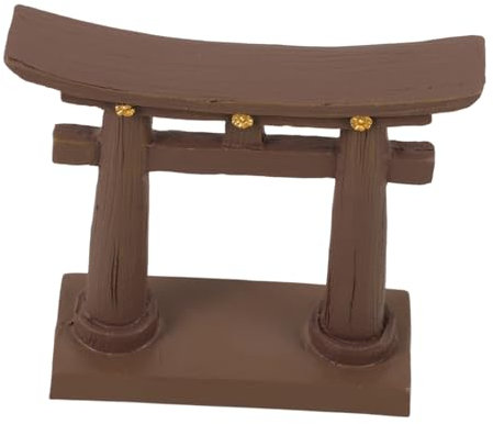 Vaguelly Miniature Japanese Gate Ornament Resin Bonsai Decoration Micro Landscape Statue Cultural Garden Scene Ornament Brown