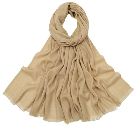 Canxiaoba Women's Summer Scarf Lightweight And Soft Bamboo Cotton Headscarf (Light Khaki)