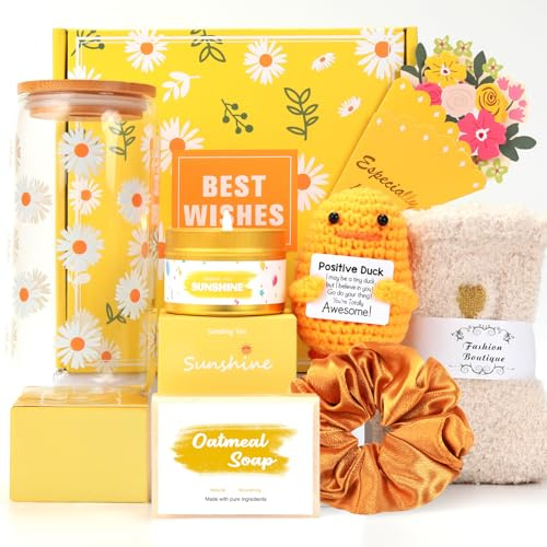 MUJUZE Sunshine Geschenk Set für Frauen, Geburtstagsgeschenk für Freundin | Geschenkidee Beste Freundin, Inspirierende Geschenk Freundin Geburtstag,Gute Besserung Geschenk für Frauen,Damen Geschenkbox