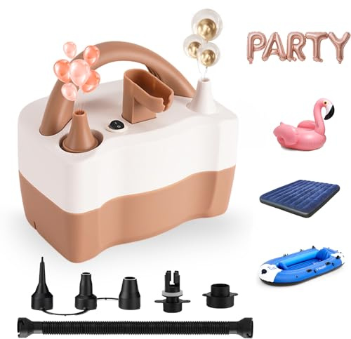 PlusFive 3-in-1 Elektrische Ballonpumpe, Multifunktions Luftpumpe 550W mit Drei Aufblasdüsen zum schnellen Aufblasen von Latexballons Folienballons Mylarballons Pools Luftmatratzen sowie zum Entlüften