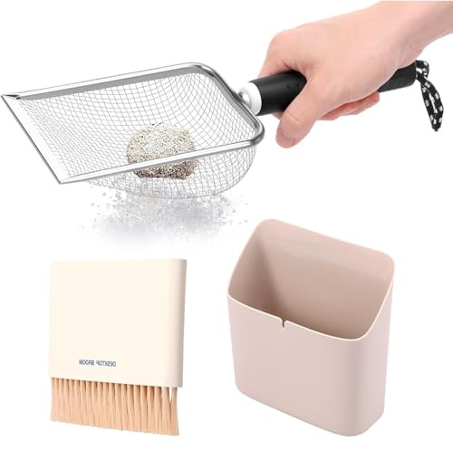 Pala de arena para gatos, recogedor de excrementos portátil para gatos, colador liso, accesorio que ahorra espacio para arena de gatito