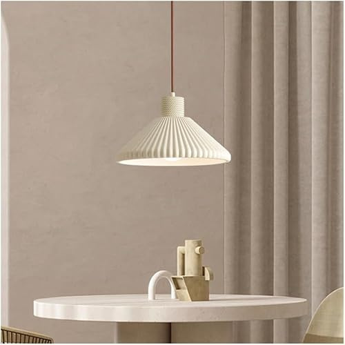 Resin Art Pendant Light Hanging Ceiling Light Compatible with Foyer Hall Lighting Cream Wind Cone Shade Lamp Compatible with Doorway Decoration Hanging Lighting lamp, White