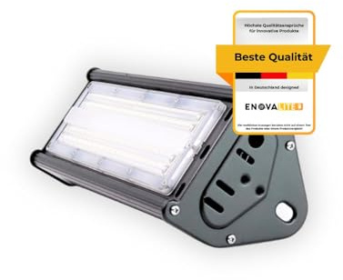 ENOVALITE 2 Stück LED Hallenleuchte 50W 6000lm, 5000K Neutralweiß, IK10 | 120 lm/W, IP65, ENEC, Industrie Hallenstrahler für Werkstatt, Lager und Garage, High Bay Industrielampe
