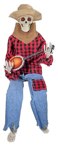 Halloween Skelett Gruselige Miniatur-Statuen, Requisiten und Dekoration | Halloween-Skelett mit einem Banjo für Spukhaus, Zuhause, Tische, Bücherregale, Kaminsimse, Eingangsbereich und Wohnzimmer