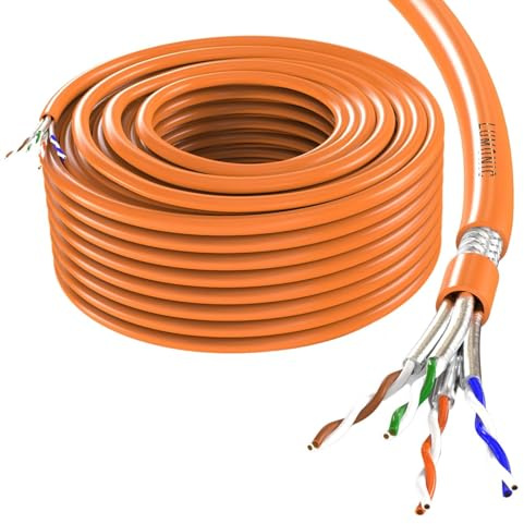 Lumonic CAT7 Cable de red S/FTP 50m | Cable de Instalación AWG 23 | 100% Cobre OFC | 10 Gbit/s | sin halógenos | 600 MHz | LAN Cable, Ethernet Cable