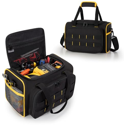 Marscamd 12-inch Tool Bag with Multiple Pockets, Heavy Duty Tool Tote for Men, Black