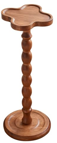 60 cm Solid Wood Round Bar Table, Modern Coffee Drink End Tables, Anti-slip Cocktail Pedestal Side Table, Easy Assembly Dining Bistro Table for Small Space, Living Room, Office, Bedroom (Rustic Brown)