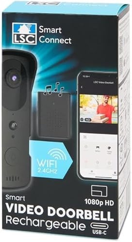 Générique LSC Caméra Sonnette sans Fil avec Audio Bidirectionnel, Vidéo HD 1080P, Vision Nocturne Et Carillon, Sonnette Vidéo Distance sans Fil Intelligente Sonnette Visuelle Intelligente