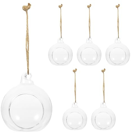 Kichvoe Candelabros Colgantes de Vidrio en Forma de Bola, 6 Unidades para Plantas Hidropónicas y Decoración de Interiores en Espacios Pequeños