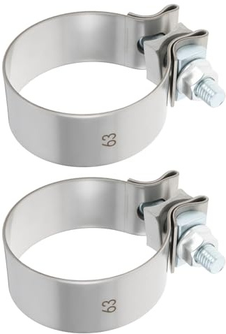 LT Easiyl Stainless Steel Exhaust Pipe Clamp, 2pcs, 63mm | Adjustable M10 Bolt, Adjustable 65–69mm, Suitable for Automotive Exhaust Pipes