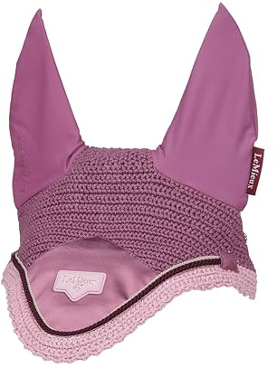 LeMieux Loire Flugluva med hästar – lätta andningsbara öron för flugskydd – snygg passform under träns – mjuka stretch elastiska öron – malva – medium