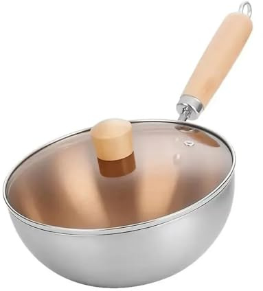 Genérico Sartén Wok pequeña, sartén antiadherente sin recubrimiento de acero inoxidable 430 for cocina casera