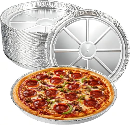 LATERN 25 Piezas Moldes de Aluminio para Pizza, 12 Inch Redondos de Aluminio para Focaccia Bandeja Desechable para Cocinar y Asar para Pizza Chocolate Galletas Pastel, Apto para Congelador y Horno