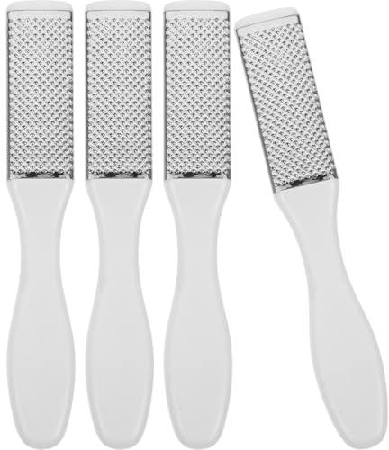 4 Stück Fußpflege aus Abs und Edelstahl, Weiß | Hornhautentferner für Fersen und Füße, Wiederverwendbar, zum Peeling, für Frauen und Ältere Menschen