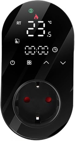 Fafeicy Anslut Termostat WiFi Digital Termostat Uttag ABS 16A LED Touch Display Programmerbar 41 Till 194 Fahrenheit APP Röststyrning för Växthusvärmare Hemmabruk (Svart)