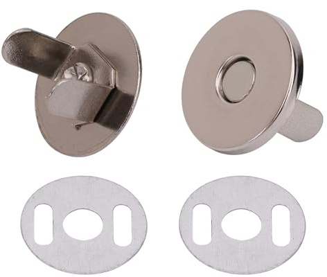 WedDecor Magnetic Snap Clasps Fastener, 18mm, 2pcs, Silver | Press Stud Fasteners with Metal Washers, Ideal for Sewing, DIY Projects, Bags, Clothing Repair & Leather Work