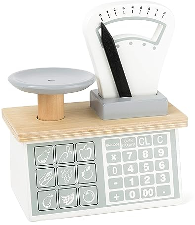 Small Foot Waage aus Holz, mit Waagschale und beweglichem Gewichtszeiger, für Kinder ab 3 Jahren, 11201 Spielzeug, Mehrfarbig