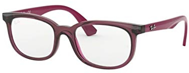 Ray-Ban Junior Kids' RY1584 Square Prescription Eyeglass Frames, Transparent Fuchsia/Demo Lens, 48 mm