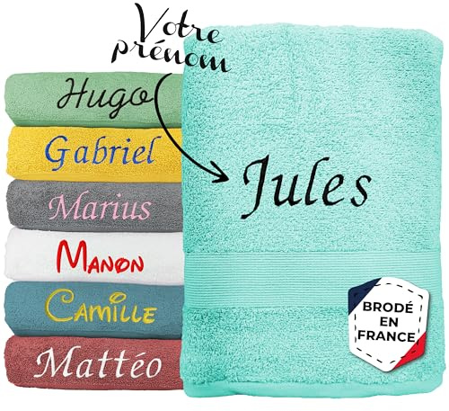 KDO MAGIC Handtuch personalisiert - Badetuch mit Namen - Duschtuch Bestickt 100% Baumwolle - Geschenkidee zum Junge, mädchen, Frau, Mann (50 x 90 cm, Himmelblau)