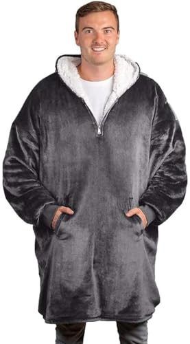 Blanket Hoodie, Oversized Hoodie Blanket, Sherpa & Fleece Wearable Blanket Hoodies for Women & Men, Comfy & Fluffy Hooded Blankets, The Big Softy® (Dark Grey)