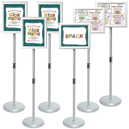 IN WHICH BAY Advertising Support Board Sign Stand Poster Holder Applicable to All Kinds of Stores Exhibition Halls (Silver, 8.5x11in 6pack)