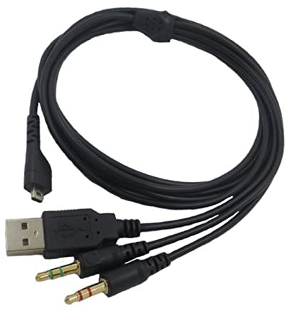 Yaowanguan 2m/6,6ft Schwarz PC-Kabel für SteelSeries Arctis 3, 5, 7, Pro, Pro Wireless Gaming Headsets, Audiokabel, Gaming Accessory