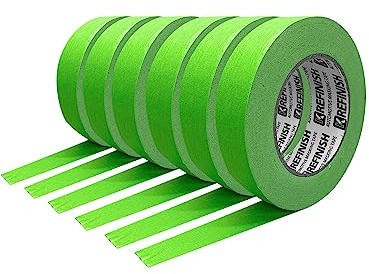 KREFINISH Painters Tape for Car - Green No Residue Automotive Masking Tape - Heat Resistant for Paint Booth, 0.7 Inches x 60 Yards, 6 Rolls