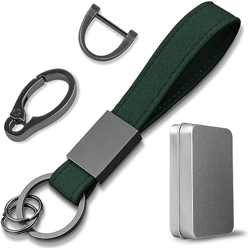 Aotoyou Schlüsselbund Wildleder Keychain Kurz Schlüsselband Schlüsselanhänger mit Schlüsselring (Grün)