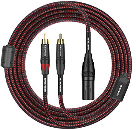 TIMEYES Dual RCA to XLR Y Cable - 3FT 3 Pin XLR Male to 2 x RCA Male Plug Y Splitter Adapter Cable - RCA to XLR Unbalanced Interconnect Cable - XLR to Double RCA Converter Breakout Audio Cable(1M)