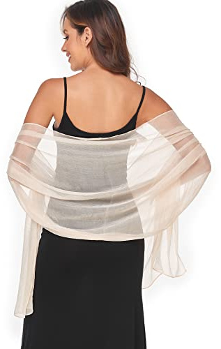SURVODJA Women Shawls and Wraps for Evening Dress Lightweight Scarf Wedding Guest Shawl Wrap Bridesmaid Scarves(Champagne,79''×18'’)