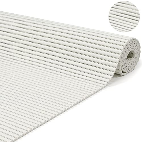 ANRO Tapis de bain en mousse souple antidérapant pour salle de bain et douche, chemin de bain uni blanc 120x65cm