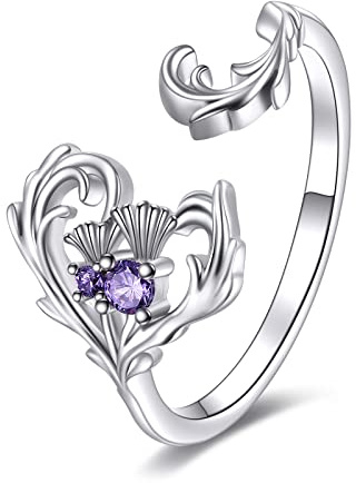 YFN Bague chardon écossais pour femme en argent sterling - Cadeau pour fille ou amie