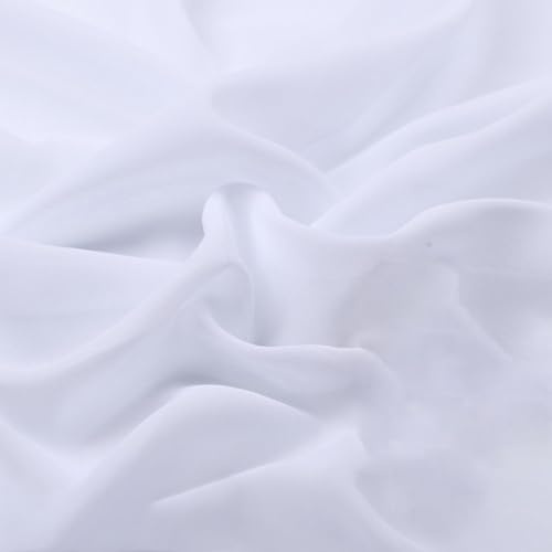 Wambere 300cm×150cm Chiffon Stoff Hochzeitsstoffe Tischdeckenstoffe Bekleidungsstoffe Dekostoff Kostümstoff Stoffe zum Nähen Meterware Dekorieren für DIY Basteln Kleidungsdekoration,Weiß