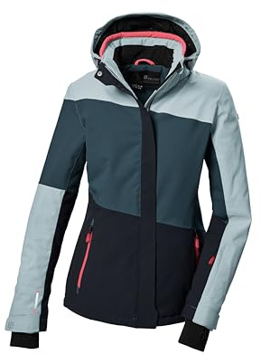 killtec Mujer Chaqueta de esquí/chaqueta funcional con capucha con cremallera y protección contra la nieve KSW 67 WMN SKI JCKT, hellpetrol, 46, 41961-000
