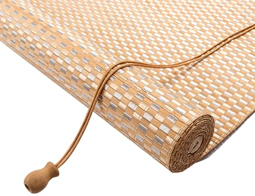 zcru004 Natürliche Bambusrollo Rollo Raffrollo Bambus Rollo Sonnenschutz Sichtschutz Rollo für Fenster und Türen Anpassbar (75x230cm)