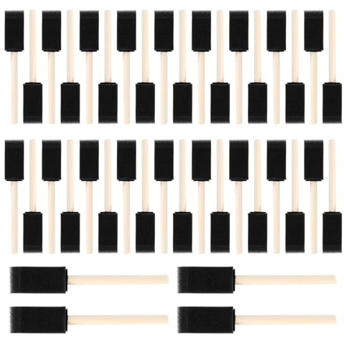 Sixfolo 40 Pcs Brocha de Esponja para Pintar 2.5cm Pincel Espuma Pintura Brocha Cuadrada para Manualidades(2,5*15cm)
