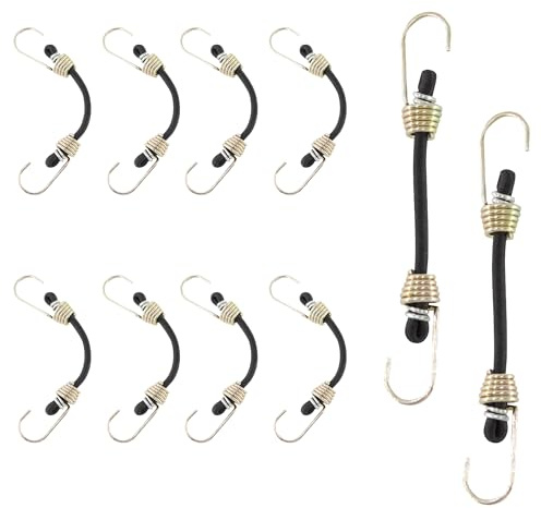 PDETVEO Lot de 10 mini tendeurs élastiques noirs de 5,1 cm avec crochets pour bâche d'extérieur