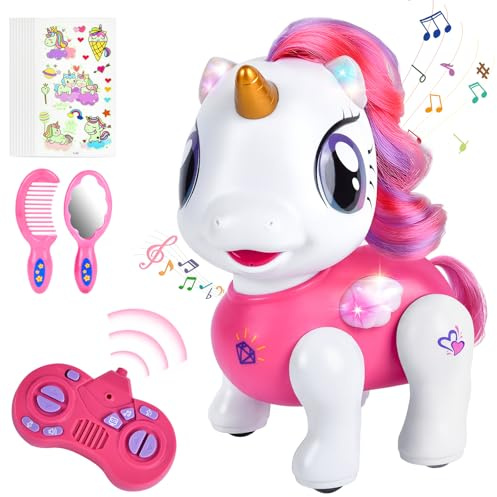 Joellfuner Unicorno Robot Giocattolo, Unicorno Bambina Regalo con Telecomandato, Robot Interattivo Touch Programmabile Danzante Musica Funzioni, Regalo per Bambini