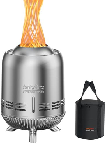 Onlyfire Smokeless Fire Pit with Carrying Bag, Mini Tabletop Fire Pit, Wood&Pellet Burning Fireplace for Outdoor Camping Tailgating Patio Backyard, Silver