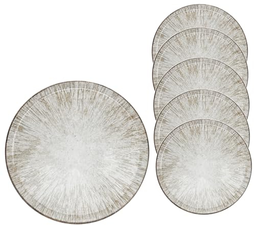 Van Well Piatto Pizza Italiana Creta Largo, ø 33 cm, Piatto XL in Porcellana per Pizza, Pasta e Insalata, Lavabile in Lavastoviglie, Ben impilabile (Creta, 6 Piatti)