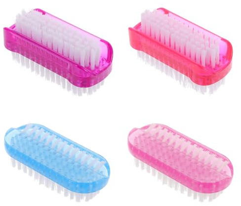 Qianyu 4 Stück Nagelbürste zum Reinigen der Fingernägel Nagelreinigungsbürste mit Griff Fingernagel-Peeling-Reinigungsbürsten Maniküre Staubbürste Pediküre Schrubben Werkzeug