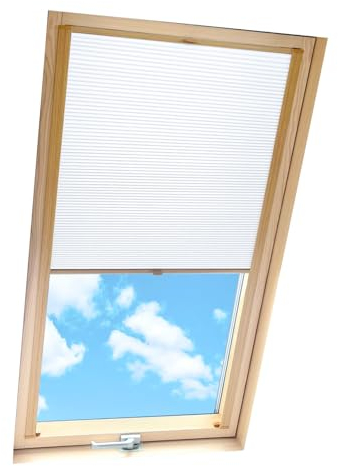 Home-Vision® Dachfenster Verdunkelung Premium Wabenplissee Doppelplissee mit Bohren Dachfensterkompatibel (Weiß-Weiß für S10 - Holzfarben) Zweifarbig Blickdicht Sonnenschutz, Montage inkl
