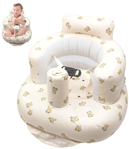 Ryvera Siege Gonflable Bebe – Pompe à Air Intégrée, Idéal pour les Bébés de 3 à 36 Mois, Siège Portatif et Confortable pour la Maison et les Voyages