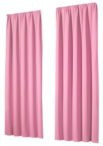 heimtexland Vorhang Blickdicht Thermovorhang Verdunklungsvorhänge 2er Set Kräuselband Deko Gardine isolierend Kälteschutz Sonnenschutz Ökotex Fensterdeko Typ139 Rosa HxB 145x135 cm