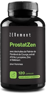 ProstatZen mit Ölen von Sägepalme und Kürbis, Brennnesselextrakt, Lycopin, Zink und Selen – Synergetische Formel für das Wohlbefinden von Männern – 120 Weichkapseln – Zenement