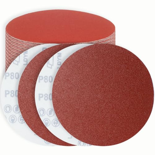 FEIHU 30 Stück Schleifscheiben klett 200 mm Körnung P80,Schleifpapier 200mm.Schleifscheib 200 mm für tellerschleifer,schleifen/polieren